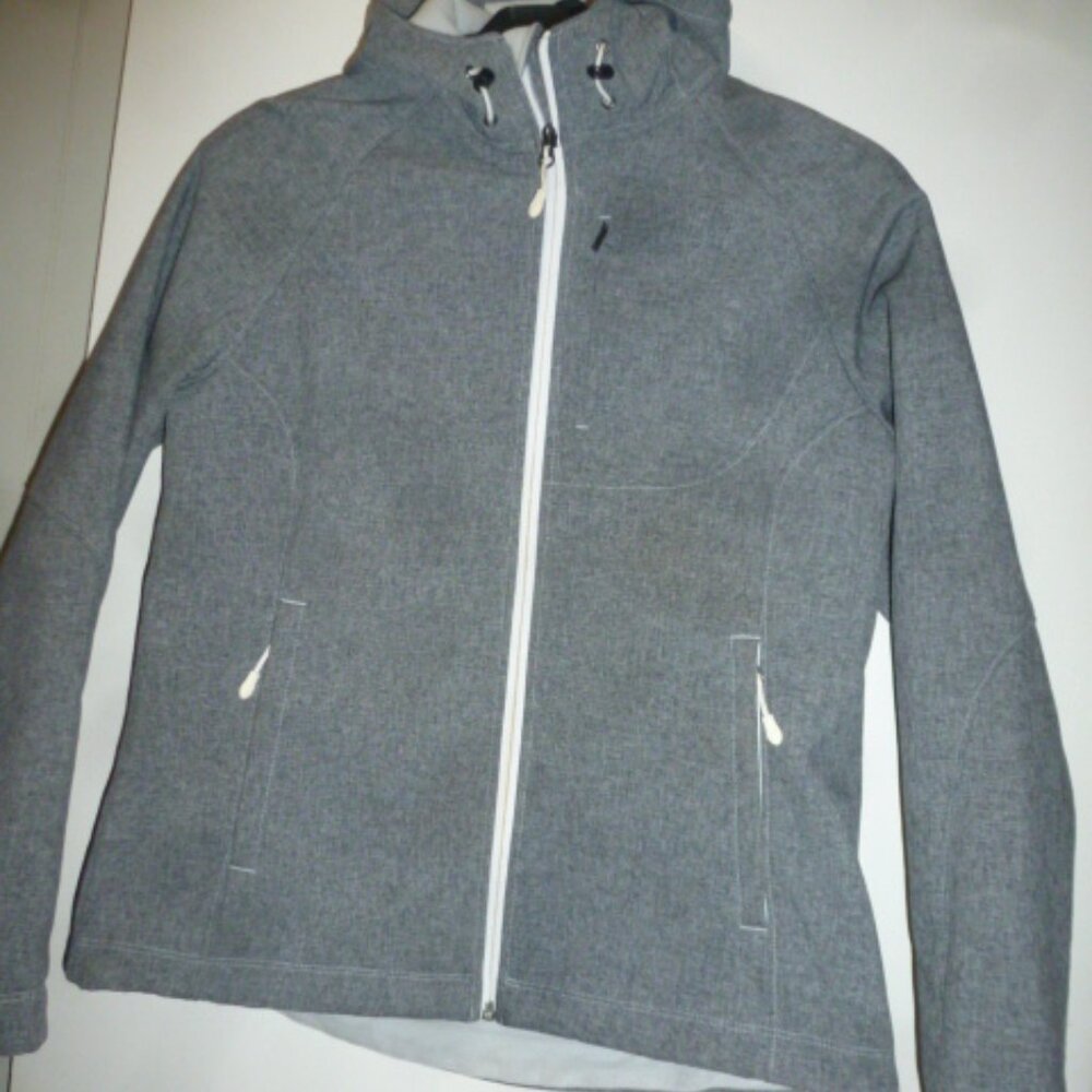 Kirkland Signature Women's Softshell Jacket Size L Gray Fleece Lined Hood